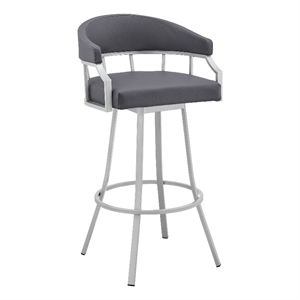 palmdale 26 in swivel slate greyand silver metal bar stool