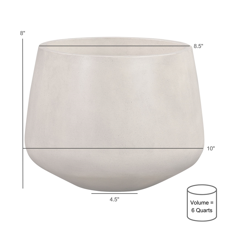 Amethyst Medium Round Lightweight Concrete Indoor or Outdoor Planter in Gray