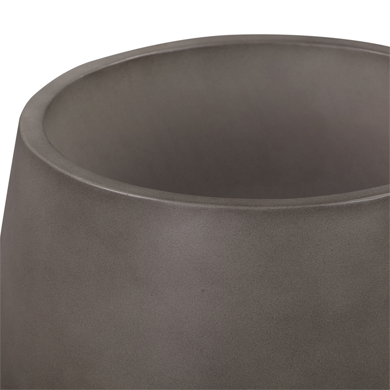 Amethyst Large Round Lightweight Concrete Indoor or Outdoor Planter in gray