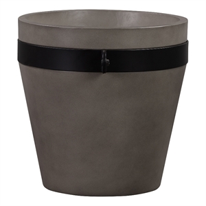 Obsidian Medium Indoor or Outdoor Planter in Gray Concrete with Black Accent