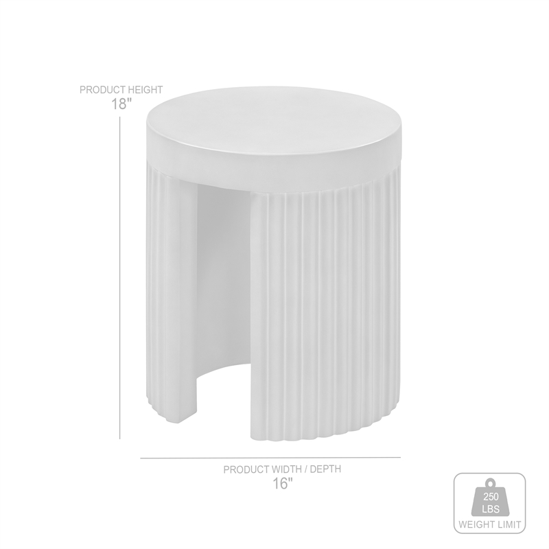 Wave Round Indoor or Outdoor Accent Stool End Table in Gray Concrete