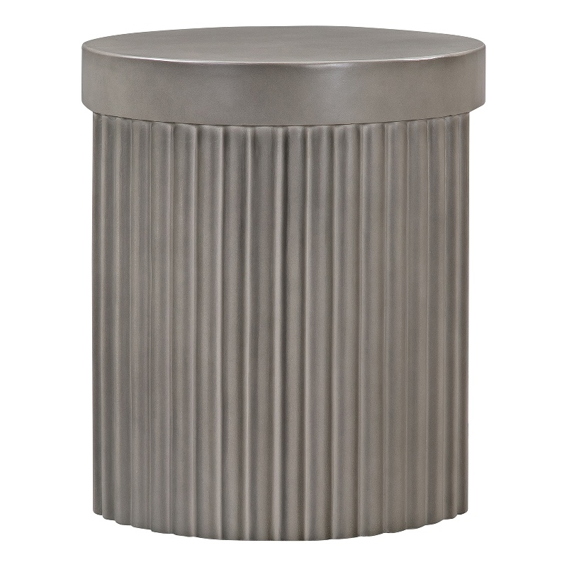 Wave Round Indoor or Outdoor Accent Stool End Table in Gray Concrete