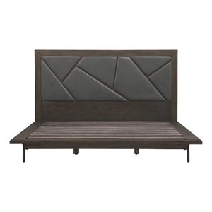 Armen Living Marquis King Size Oak Wood Platform Bed in Oak/Gray