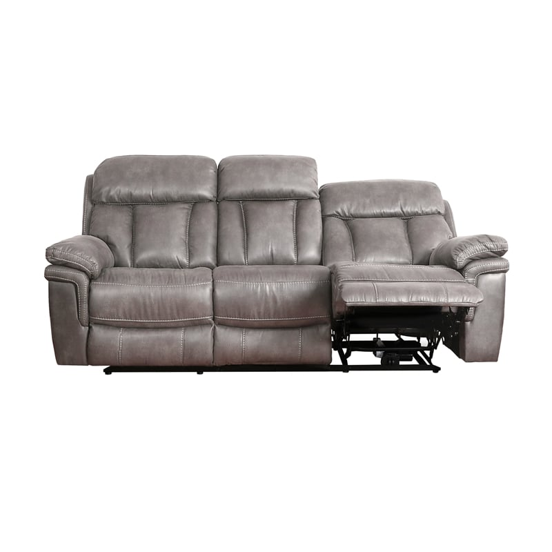 Armen Living Estelle Modern Wood & Fabric Power Reclining Sofa in Gunmetal