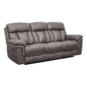 Armen Living Estelle Modern Wood & Fabric Power Reclining Sofa in Gunmetal