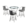 Armen Living Naomi and Livingston 4PC Stainless Steel Dining Set in Gray/Silver