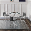 Armen Living Naomi and Livingston 4PC Stainless Steel Dining Set in Gray/Silver