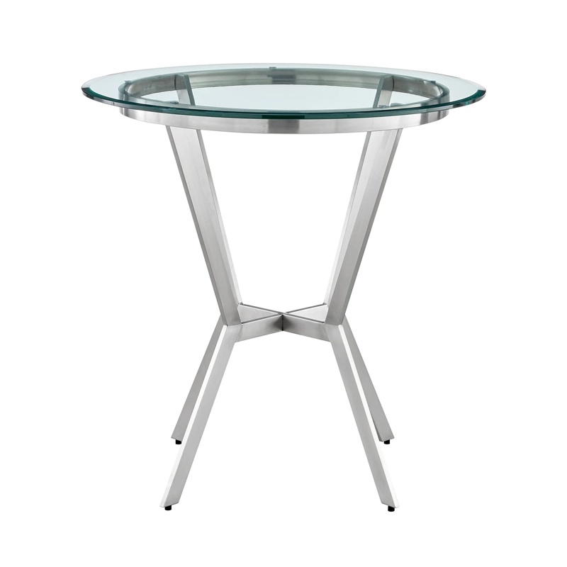 Armen Living Naomi and Livingston 4PC Stainless Steel Dining Set in Gray/Silver