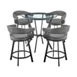 Armen Living Naomi and Chelsea 5PC Faux Leather/Metal Dining Set in Black/Gray
