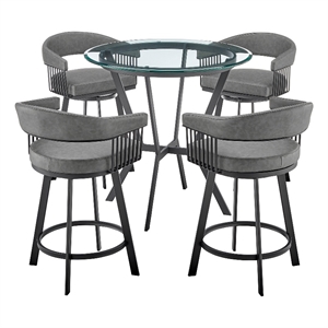 naomi and chelsea 5 piece counter height dining set black metal and grey