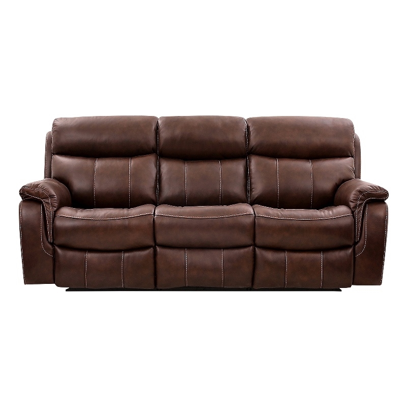 Armen Living Montague Dual Power Headrest and Lumbar Support Recliner Chair in Genuine Brown Leather