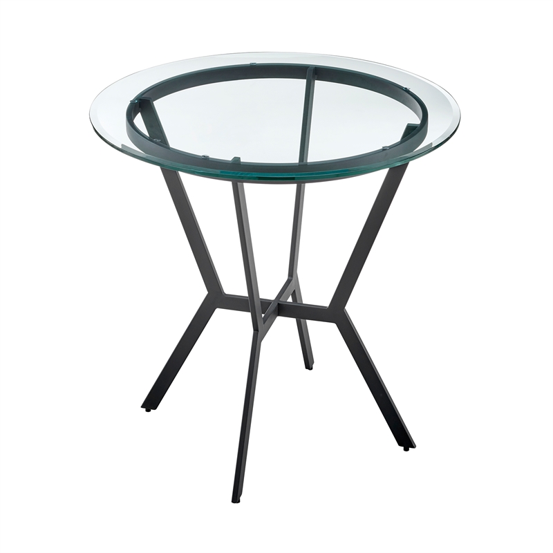 Armen Living Naomi and Bryant 5PC Faux Leather & Metal Dining Set in Black/Gray