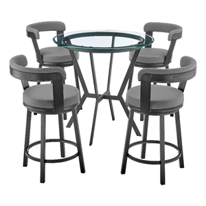 naomi and bryant 5 piece counter height dining set in black metal and grey