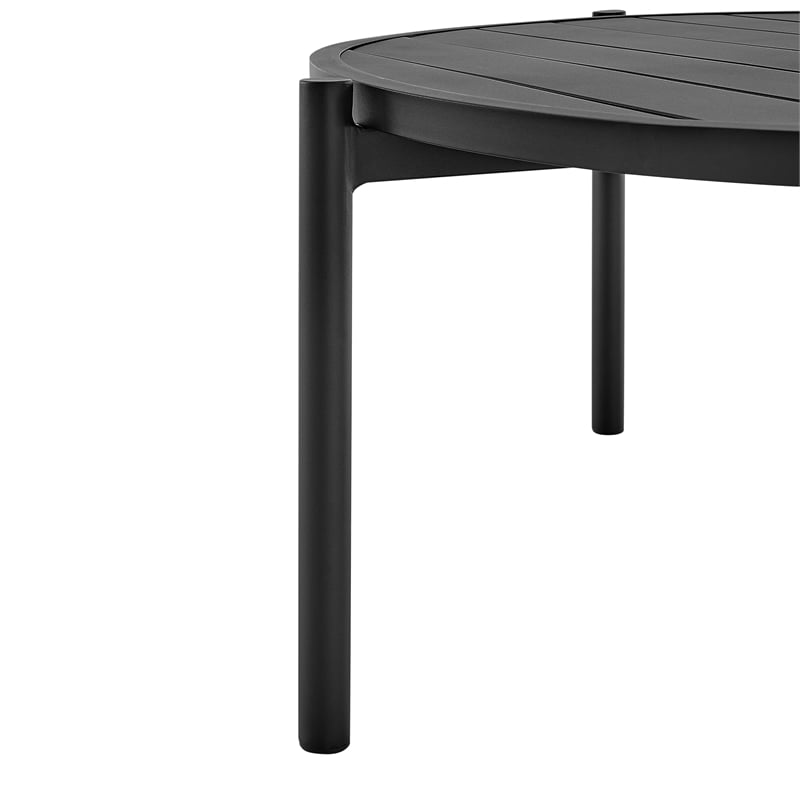 Armen Living Round Contemporary Aluminum Outdoor Patio Coffee Table in Black