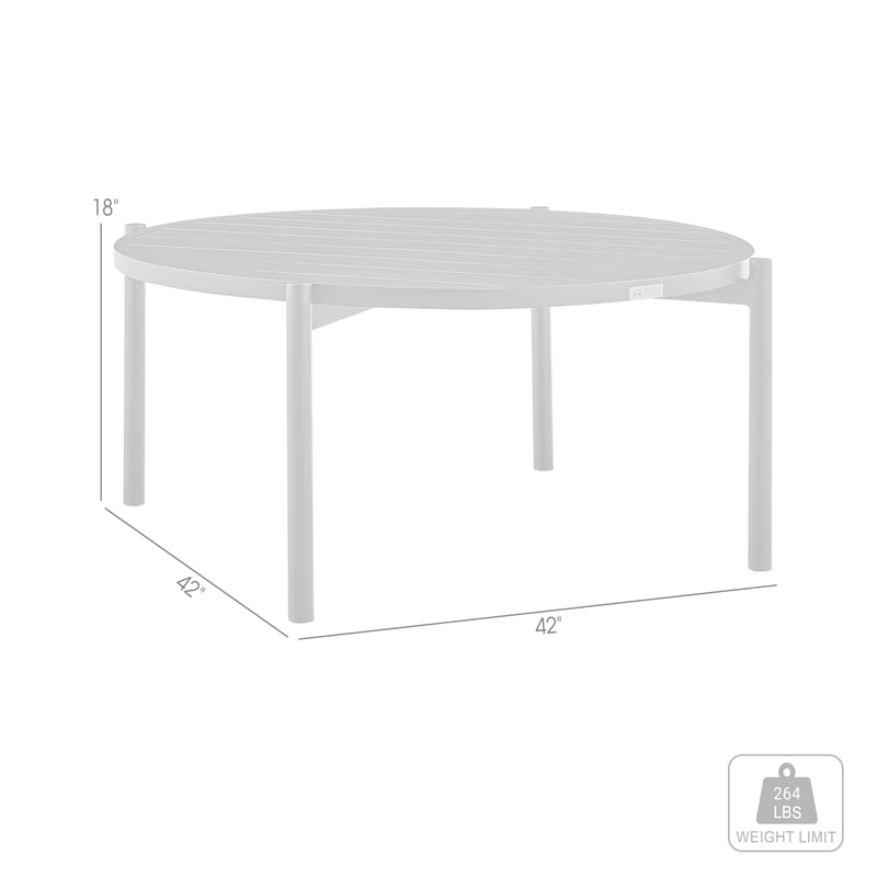 Armen Living Round Contemporary Aluminum Outdoor Patio Coffee Table in Black