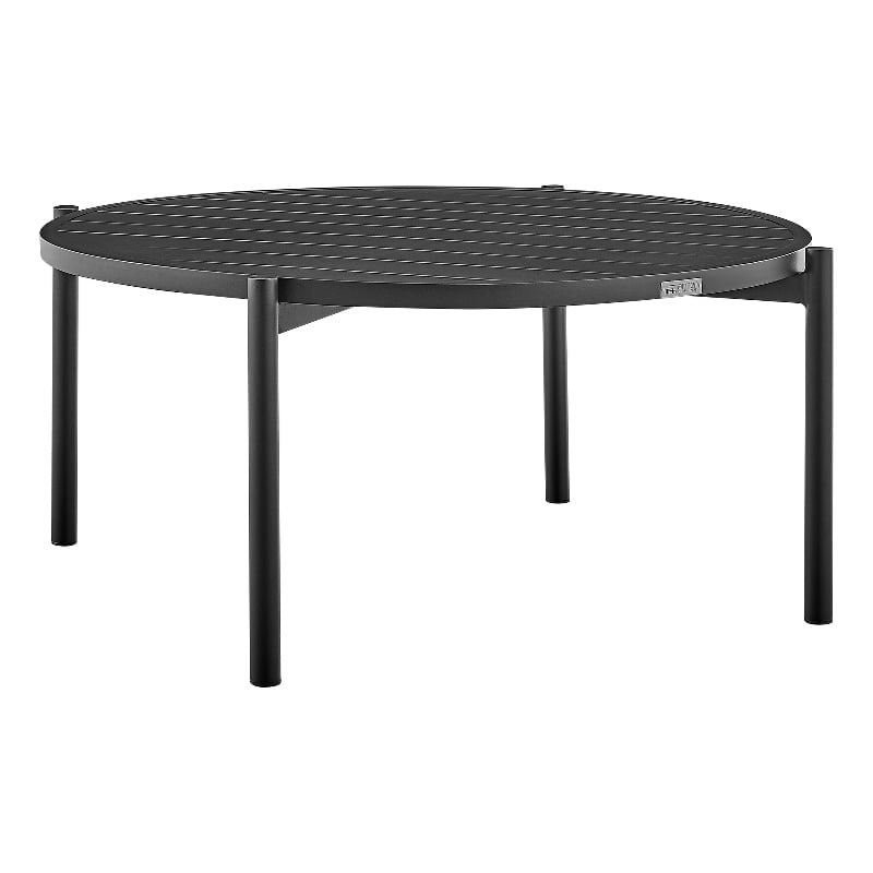 Armen Living Round Contemporary Aluminum Outdoor Patio Coffee Table in Black