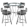 Armen Living Naomi and Roman 5-Piece Stainless Steel Dining Set in Gray/Silver