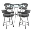 Armen Living Naomi and Chelsea 5-Piece Stainless Steel Dining Set in Gray/Silver