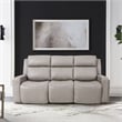 Armen Living Leather Reclining Sofa w/ Power Headrest & Lumbar Support in Gray