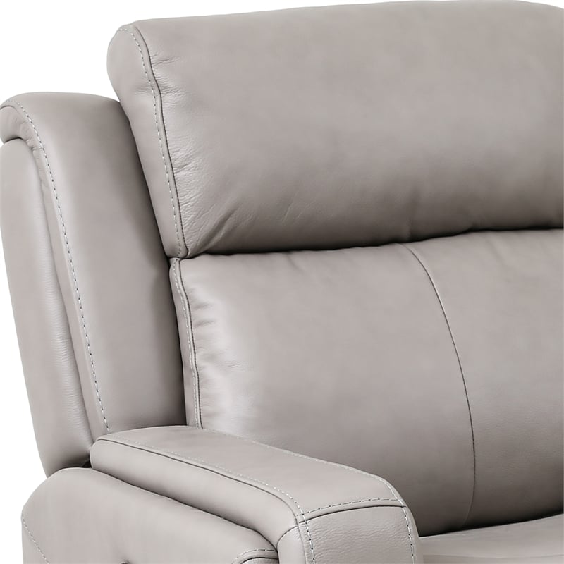 Armen Living Leather Reclining Sofa w/ Power Headrest & Lumbar Support in Gray