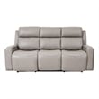 Armen Living Leather Reclining Sofa w/ Power Headrest & Lumbar Support in Gray