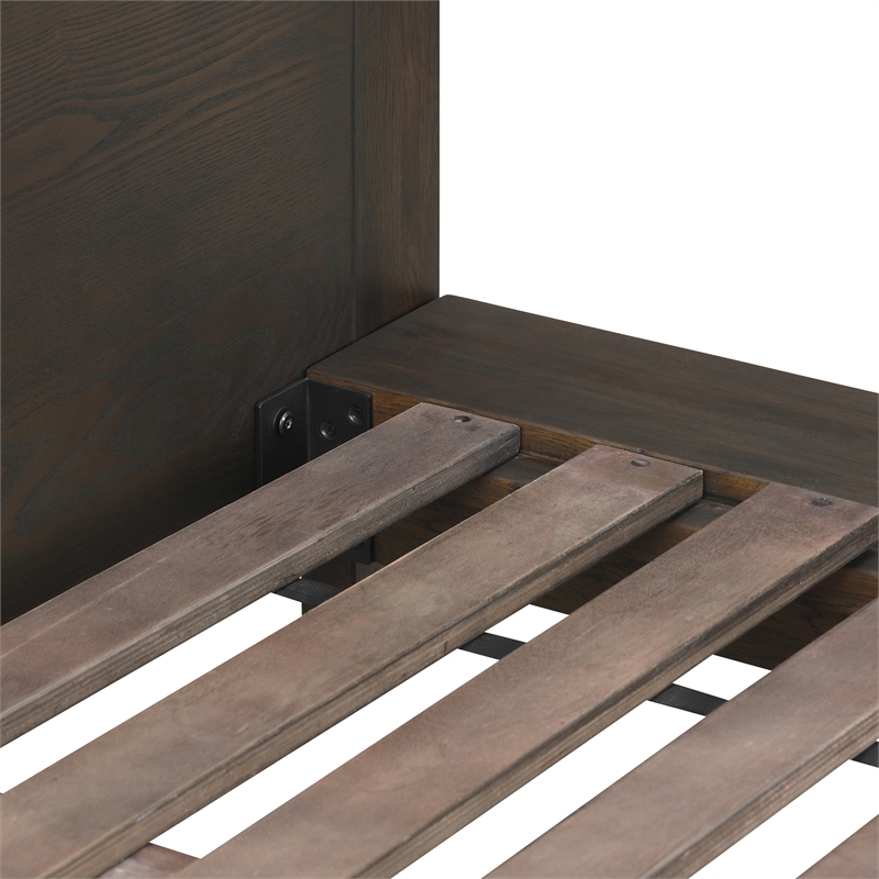 Armen Living Marquis 3-Piece Wood Queen Platform Bedroom Set in Gray/Smoke Oak