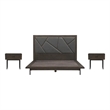 Armen Living Marquis 3-Piece Wood Queen Platform Bedroom Set in Gray/Smoke Oak