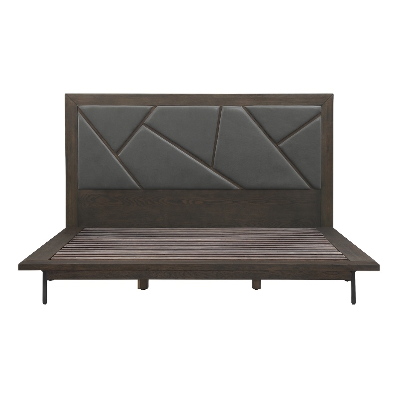 Armen Living Marquis 3-Piece Wood King Platform Bedroom Set in Oak/Smoke Gray