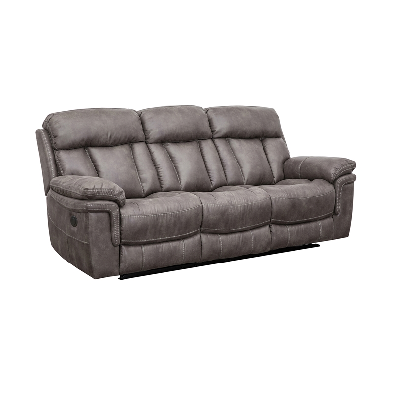 Armen Living Estelle 2-Piece Fabric Reclining Set Sofa & Recliner in Gunmetal