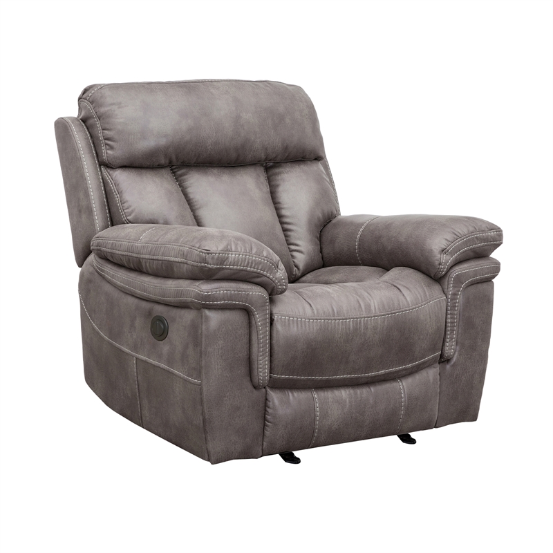 Armen Living Estelle 2-Piece Fabric Reclining Set Sofa & Recliner in Gunmetal
