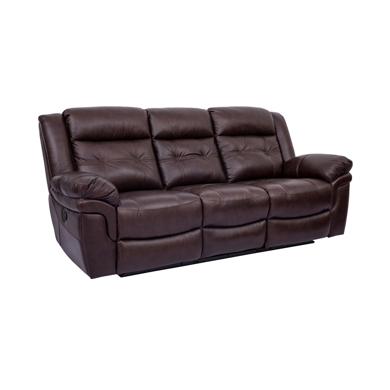 Armen Living Marcel 2-Piece Modern Leather Sofa and Recliner Set in Dark Brown