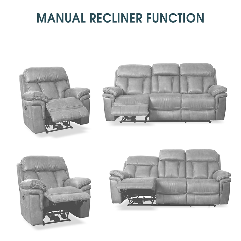 Armen Living Marcel 2-Piece Modern Leather Sofa and Recliner Set in Dark Brown