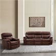 Armen Living Montague 2PC Leather Dual Power Reclining Sofa Recliner in Brown