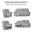 Armen Living Montague 2PC Leather Dual Power Reclining Sofa Recliner in Brown