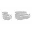 Armen Living Montague 2PC Leather Dual Power Reclining Sofa Recliner in Brown