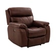 Armen Living Montague 2PC Leather Dual Power Reclining Sofa Recliner in Brown