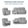 Armen Living Claude 2-Piece Dual Leather Power Reclining Sofa Set in Brown