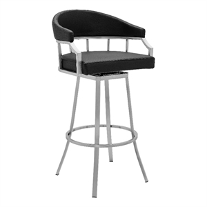 valerie 26 in counter height swivel modern black stool brushedmetal