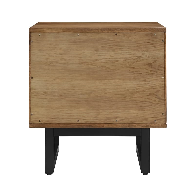 Armen Living Aldo 1-Drawer Modern Wood and Metal Nightstand in Brown/Black