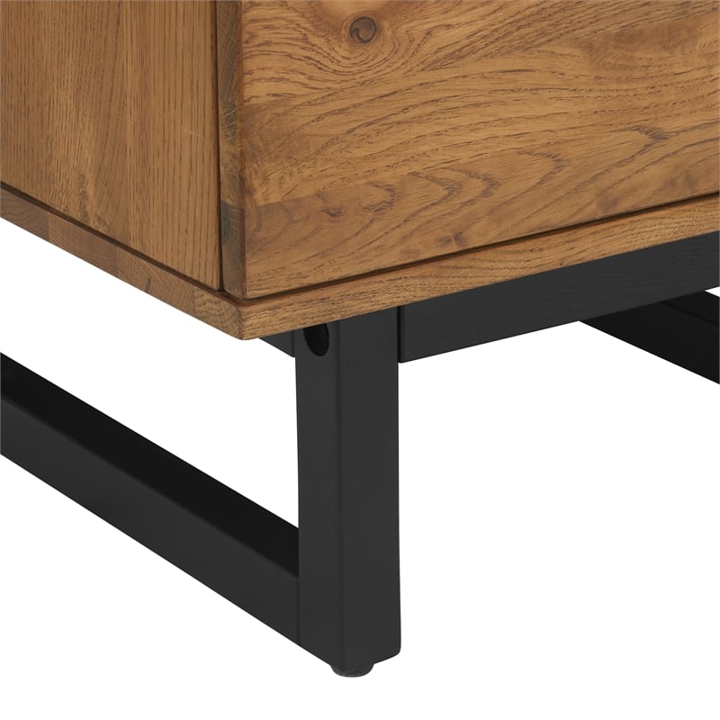 Armen Living Aldo 1-Drawer Modern Wood and Metal Nightstand in Brown/Black