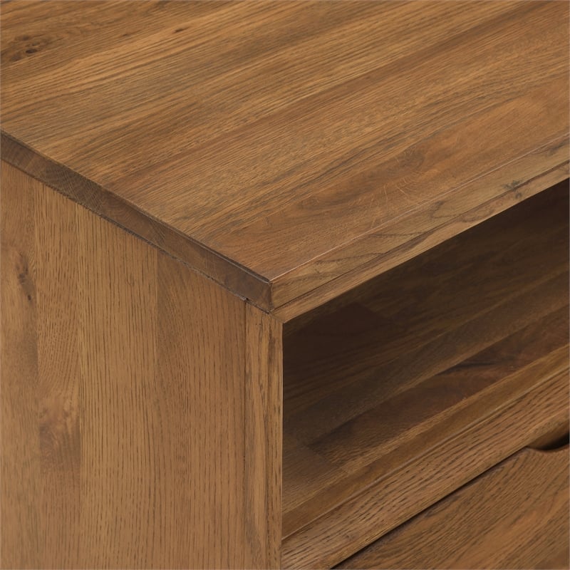 Armen Living Aldo 1-Drawer Modern Wood and Metal Nightstand in Brown/Black