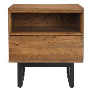 Armen Living Aldo 1-Drawer Modern Wood and Metal Nightstand in Brown/Black