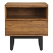 Armen Living Aldo 1-Drawer Modern Wood and Metal Nightstand in Brown/Black