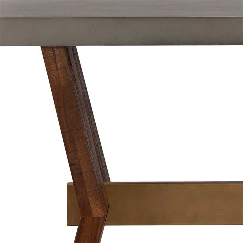 Picadilly Rectangle Console Table in Acacia Wood and Concrete