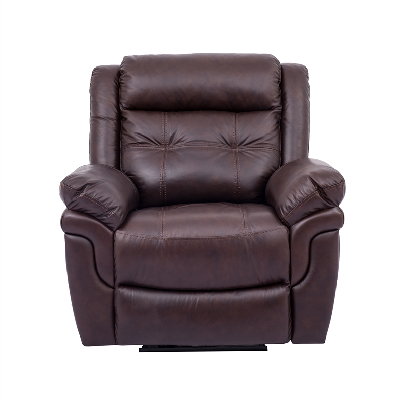 Armen Living Marcel Modern Leather Manual Recliner Chair in Dark Brown