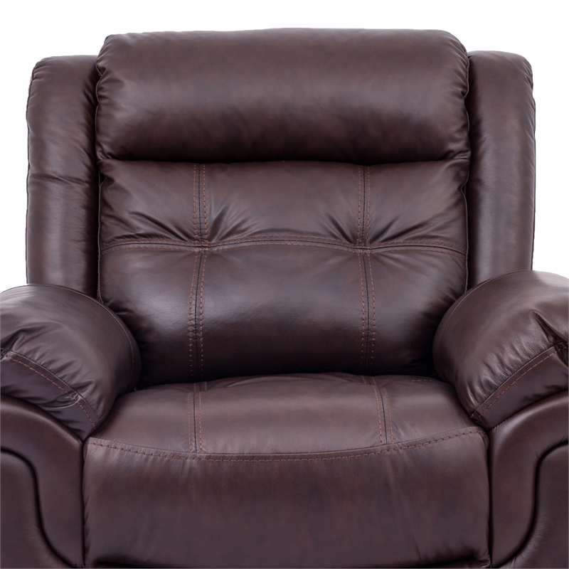 Armen Living Marcel Modern Leather Manual Recliner Chair in Dark Brown