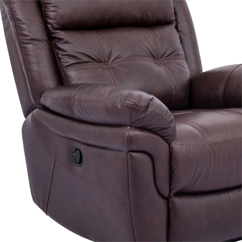 Armen Living Marcel Modern Leather Manual Recliner Chair in Dark Brown