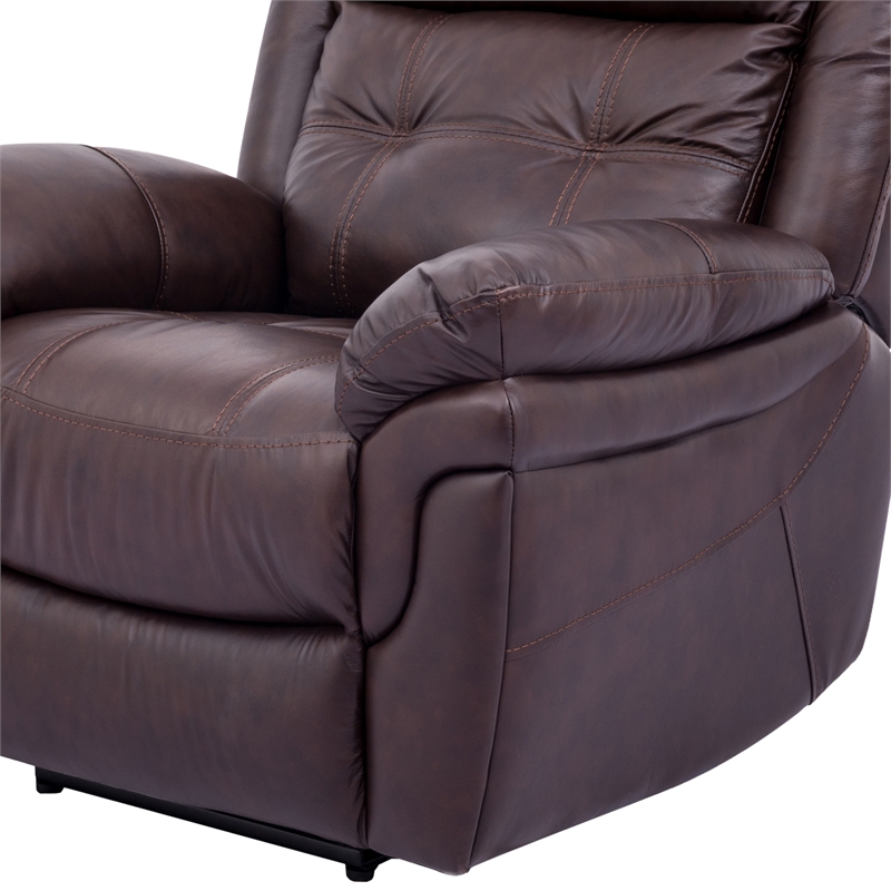Armen Living Marcel Modern Leather Manual Recliner Chair in Dark Brown