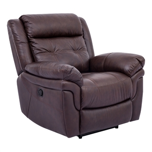 Armen Living Marcel Modern Leather Manual Recliner Chair in Dark Brown