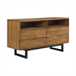 Armen Living Aldo 4-Drawer Modern Wood and Metal Dresser in Brown/Black